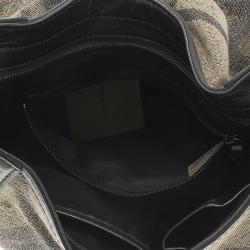 Pre Owned Burberry Grey Canvas Medium Shimmer Check Fairby Hobo