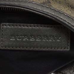 Pre Owned Burberry Grey Canvas Medium Shimmer Check Fairby Hobo