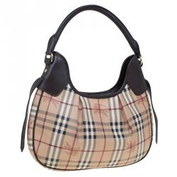 Pre Owned Burberry Beige/Brown Classic Check Small Brooklyn Hobo