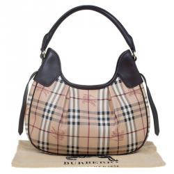Pre Owned Burberry Beige/Brown Classic Check Small Brooklyn Hobo