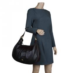 Pre Owned Burberry Black Leather Large Malika Hobo 