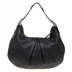 Pre Owned Burberry Black Leather Large Malika Hobo 