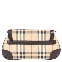 Pre Owned Burberry Haymarket Check Small Flap Bag