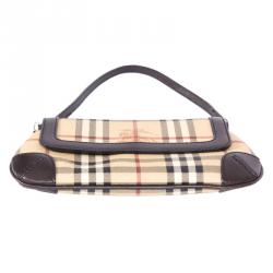 Pre Owned Burberry Haymarket Check Small Flap Bag