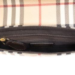 Pre Owned Burberry Haymarket Check Small Flap Bag