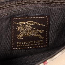 Pre Owned Burberry Haymarket Check Small Flap Bag