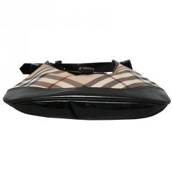 Pre Owned Burberry Black Nova Check Coated Canvas Brooke Hobo