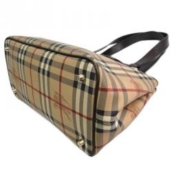 Pre Owned Burberry Haymarket Check Coated Canvas Shoulder Bag