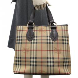 Pre Owned حقيبة بربري كاروهات هاي ماركت بحواف جلدية