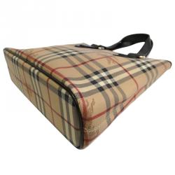 Pre Owned حقيبة بربري كاروهات هاي ماركت بحواف جلدية