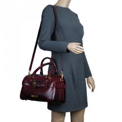 Pre Owned حقيبة بربري بولينغ جلد بريدل عنابي بأحزمة