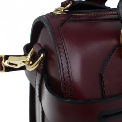 Pre Owned حقيبة بربري بولينغ جلد بريدل عنابي بأحزمة