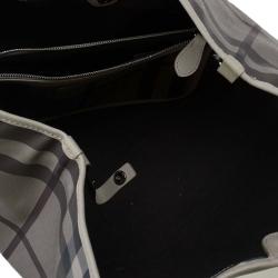 Pre Owned Burberry Smoke Grey Haymarket Nova Check Tote