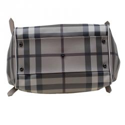 Pre Owned Burberry Smoked Grey Check Coated Canvas Medium Canterbury Tote