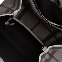 Pre Owned Burberry Smoked Grey Check Coated Canvas Medium Canterbury Tote