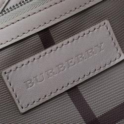 Pre Owned Burberry Smoked Grey Check Coated Canvas Medium Canterbury Tote