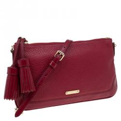 Burberry Red Leather Slim Peyton Shoulder Bag