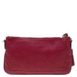 Burberry Red Leather Slim Peyton Shoulder Bag