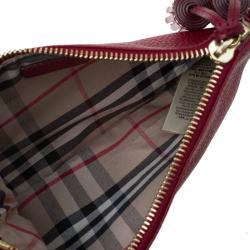 Burberry Red Leather Slim Peyton Shoulder Bag