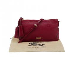 Burberry Red Leather Slim Peyton Shoulder Bag