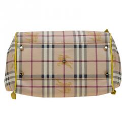 Pre Owned Burberry Beige/Yellow Classic Check Coated Canvas Canterbury Tote