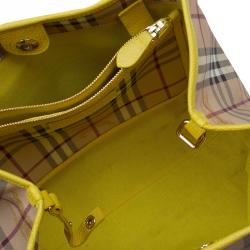Pre Owned Burberry Beige/Yellow Classic Check Coated Canvas Canterbury Tote