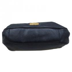Pre Owned Burberry Black Leather Logo Hobo