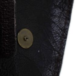 Pre Owned Burberry Dark Brown Buffalo Leather Lambeth Hobo