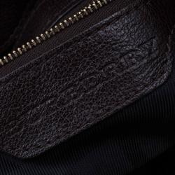 Pre Owned Burberry Dark Brown Buffalo Leather Lambeth Hobo