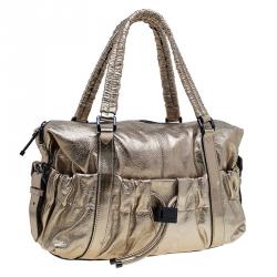 مملوكة مسب قًا Burberry Metallic Silver Leather Small Curzon Satchel