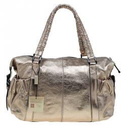 مملوكة مسبقًا Burberry Metallic Silver Leather Small Curzon Satchel