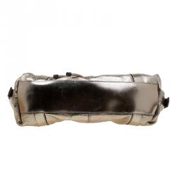 مملوكة مسبقًا Burberry Metallic Silver Leather Small Curzon Satchel