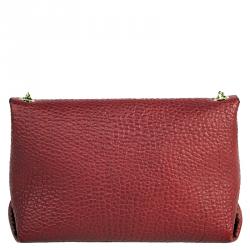 Pre Owned Burberry Permanganate Red Grained Leather Mildenhall Shoulder Bag