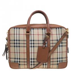 Burberry Beige/Brown Newburgh Canvas and Leather Horseferry Briefcase  Burberry | TLC