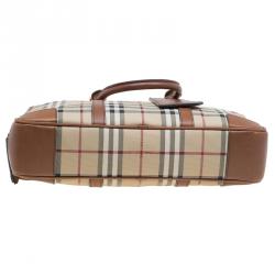 Burberry Beige/Brown Newburgh Canvas and Leather Horseferry Briefcase
