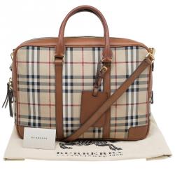 Burberry Beige/Brown Newburgh Canvas and Leather Horseferry Briefcase
