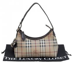 Burberry Beige Classic Check Coated Canvas Side Pocket Shoulder Bag