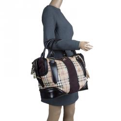 Pre Owned Burberry Beige/Brown Haymarket Check Wolfe Tote