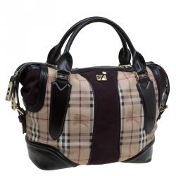 Pre Owned Burberry Beige/Brown Haymarket Check Wolfe Tote