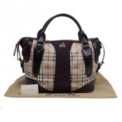Pre Owned Burberry Beige/Brown Haymarket Check Wolfe Tote