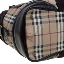Pre Owned Burberry Beige/Brown Haymarket Check Wolfe Tote