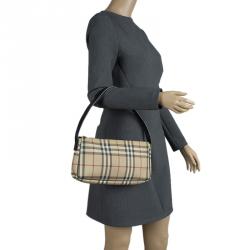 Pre Owned Burberry Beige Nova Check PVC Shoulder Bag