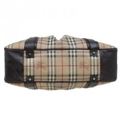 مملوكة مسبقًا حقيبة بربري اشبري نايت جلد وكانفاس كاروهات هايماركت بنية/ بيج