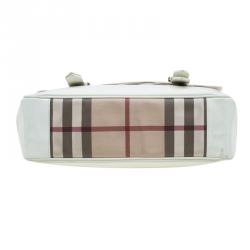 Burberry Beige/White Nova Check PVC Messenger Flap Bag