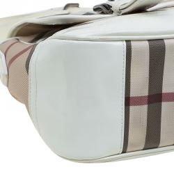 Burberry Beige/White Nova Check PVC Messenger Flap Bag