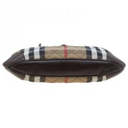 Pre Owned Burberry Beige/Brown Quilted House Check Fabric Brooke Hobo