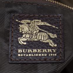 Pre Owned Burberry Beige/Brown Quilted House Check Fabric Brooke Hobo