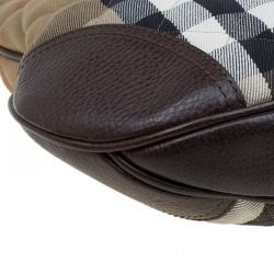 Pre Owned Burberry Beige/Brown Quilted House Check Fabric Brooke Hobo