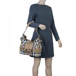 Pre Owned Burberry Beige Canvas House Check Prorsum Vintage Hobo
