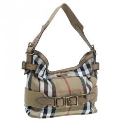 Pre Owned Burberry Beige Canvas House Check Prorsum Vintage Hobo